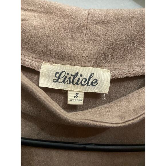 Listicle women’s brown suede short sleeved shirt size small - Picture 6 of 7